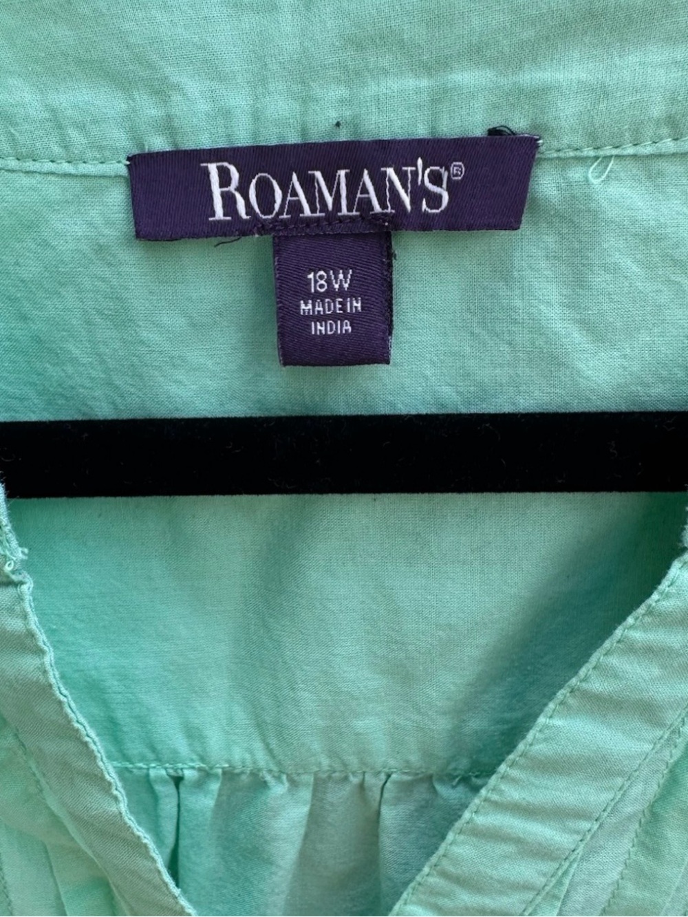 Roaman's Mint Green Pintuck Button-Front Tunic - Picture 6 of 7